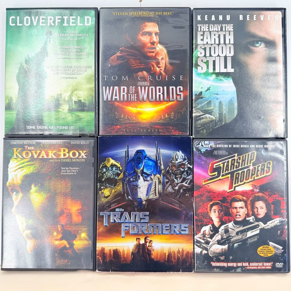 Sci-Fi DVD Lot of 6 DVD War of the Worlds Cloverfield Transformers Starship